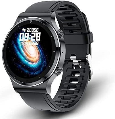 CHYAJIG Slimme Horloge Slimme horloge maken en ontvangen oproepen Mannen Hartslag Stappenteller Volledige Touchscreen Sport Fitness Horloge Bluetooth for Android IOS Slimme horloge (Color : Black)