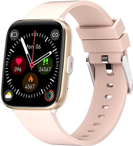 Sacbno Waterdicht Smart Watch, Smart Watch voor Android iOS-telefoons Ip67 Touchscreen Fitness Tracker Sleep Tracking Fitness Watch voor mannen en vrouwen (Color : Pink, Size : RUBBER STRAP)