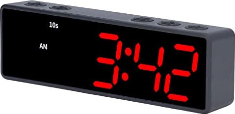Jiawu Digitale timer, compacte slijtvaste elektronische timer met USB-kabel voor slaapkamer voor kantoor Zwart frame + blauw en rood display
