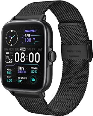 CHYAJIG Smart Watch Bluetooth-antwoord Call SmartWatch Men IP67 Waterdichte Dial Call Full Touch Smart Watch Women High-Definition Screen Activity Tracking Long Battery Life (Color : Black Metal)