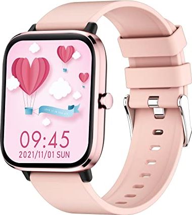 DOOK Smart Watch, Fitness Tracker voor Dames Heren, 1,69 Inch Smartwatch met Slaap Hartslagmeter, IP68 Waterdicht Sporthorloge met Stappenteller, Fitness Horloge voor Android iOS-telefoons(Color:Roze)