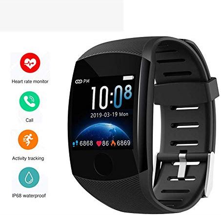 Ldelw Smart Horloge Waterdichte Fitness Activiteit Tracker Armband Big Touch Screen Message Remind Heart Ratetime Smart Polsband for Mannen Dames Dames Zwart sunyangde
