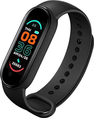 XSERNR Smart Watch M6 Fitness Armband Horloge Ondersteuning Hartslag Bloeddruk IP67 Waterdichte activiteiten Trackers kijken geel draagbaar slim apparaat wangdi (Color : Black)