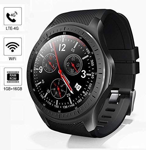 Ldelw Smart Watch Waterproof Android 7.1.1 GPS Bluetooth SIM TF Kaartspel 1 GB + 16GB 600 Mah grote batterij sport smartwatch for mannen dames rood (kleur: zwart) sunyangde (Color : Black)