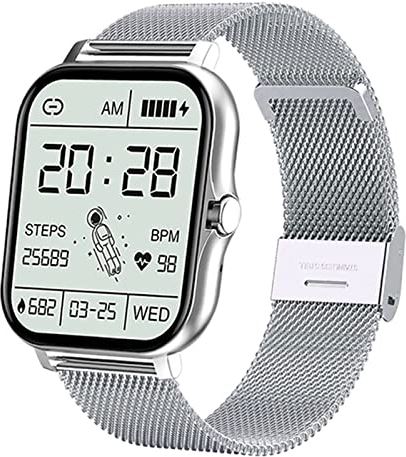 CHYAJIG Smart Watch Smart Horloge Vrouwen Bluetooth Call Fitness Tracker LAIDIES Smartwatch Hartslag Slaap Monitor Muziek Controle Woman Mensen Horloges (Color : Mesh Belt Silver)