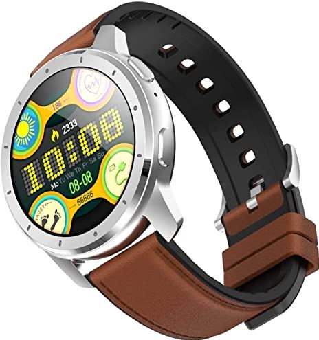 Sacbno 1.28 inch Smart Watch, Bluetooth Calling, Mp3 Playback, Waterproof Fitness Tracker Withsleep Monitor, Pedometer for Men and Women for Android and iOS Phones (Color : Root Shell Brown Skin)