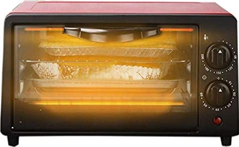 SUNWEIHAOA 12L Mini-Oven, Multifunctionele Convectieoven Duurzame Deur Van Gehard Glas Snelle Verwarming Ruimtebesparende Elektrische Oven (Roze) (Rood) Esthetisch En Praktisch