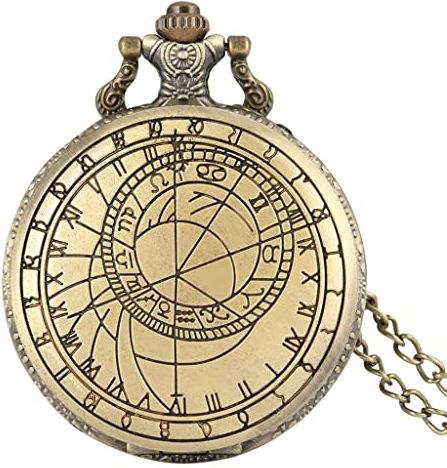 XSERNR Antieke Retro Bronze Compass Praag Astronomisch Ontwerp Analoog Pocket Horloge Quartz Ketting Klok Mannen Vrouwen Horloges Hanger (Kleur: B) wangdi (Color : C)