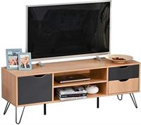 homcom tv-meubel, tv-commode, kastelement met schuiflade en open planken, spaanplaat, metaal, grijs, 140 x 39,5 x 49,5 cm