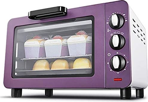 SUNWEIHAOA 15L Mini-Oven, Automatische Oven Voor Huishoudelijk Gebruik, Instelbare Temperatuurregeling 100-230 ? 60 Minuten Timer 1200 W Met Bakplaat (Rood) (Paars) Esthetisch En Praktisch