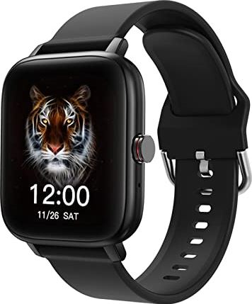 CHYAJIG Smart Watch Smartwatch Heren Bluetooth-antwoord Call Smart Watch Women Diy Kies Sleep Tracker SmartWatch Groot scherm for Android IOS Telefoon (Color : Black)