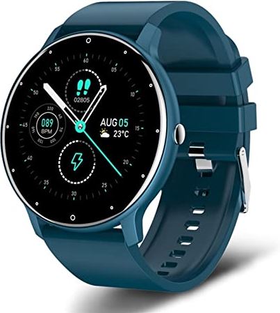 CHYAJIG Slimme Horloge Smart Horloge Mannen en Vrouwen Volledige Touch Fitness Tracker Slaap Monitoring Smart Clock Dames SmartWatch Bluetooth Elektronische horloge (Color : Blue)