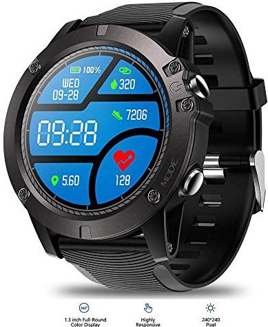 Ldelw Smart Watch Activity Tracker 1.3 inch Ips Color Touch Screen Real-Time Weer IP67 Waterdichte optische hartslagmeter Sport Smartwatch Brown (kleur: blauw) sunyangde (Color : Black)
