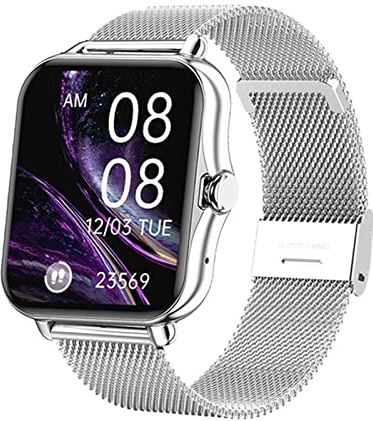 CHYAJIG Smart Watch Bluetooth Call Smart Horloge Mannen Dames Smartwatch Fitness Tracker Waterdicht 1,69 Inch Touchscreen for Android IOS Muziekcontroller Slaapopname (Color : Mest Silver)