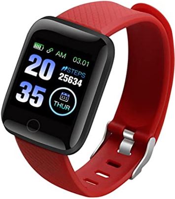 XSERNR Smart horloge Bluetooth Smart Armband 116Plus Phone Fitness horloge waterdicht Bloeddruk Test Mannen Vrouwen Black Portable Smart Device wangdi (Color : Red)