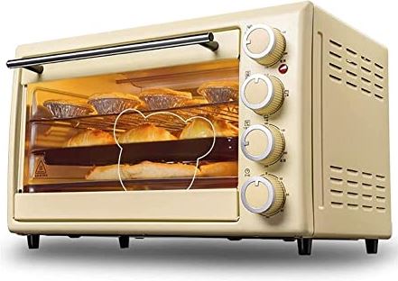 QSCVDEA Mini-ovens, 30L Grote Capaciteit Multifunctionele Pizzeria Oven, Eenvoudige Bediening Van De Knop, 60 Minuten Timing, Roestvrijstalen Anti-hete Handgreep, Duurzaam Gehard Glas