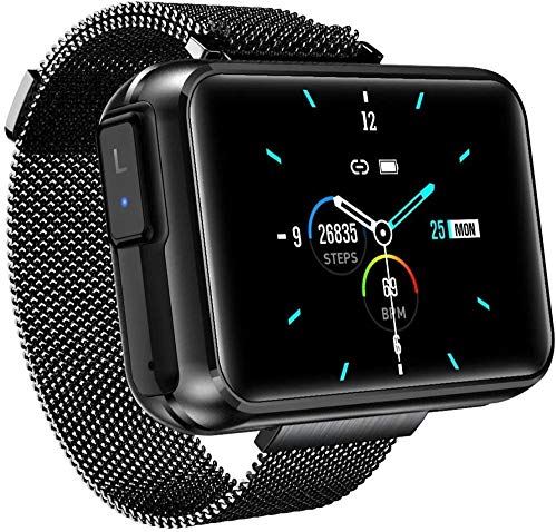 JHDDPH3 Smartwatch Smart Watch 1 4- inch scherm DIY Wallpaper Bluetooth Muziek Twee-in- One TWS Bluetooth Headset Smart Herinner Dagelijks Draag/Rood sporthorloge (Color : Black)
