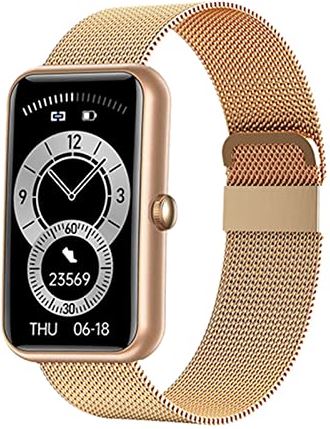 CHYAJIG Smart Watch Smart Horloge Mannen Vrouwen Bloeddruk Hartslag Fitness Tracker Bracelelt Smartwatch Smart Band for Android IOS Telefoon (Color : 4 gold steel)