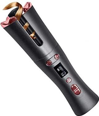 ZHANGCHI Wireless Automatic Curling Iron, Automatic Curling Iron with Lcd Display and USB Charging, Adjustable Temperature And Timer, Portable Travel Styler