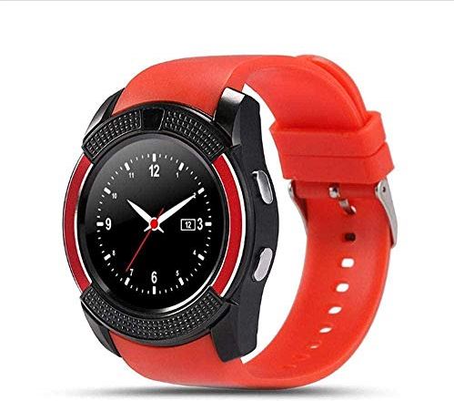JHDDPH3 Smartwatch Smart Watch Bluetooth Smart Watch Touch Screen Polshorloge Met Camera/SIM- kaart Slot Waterdichte Smart Watch- Sier Best Gift/Pink sporthorloge (Color : Red)