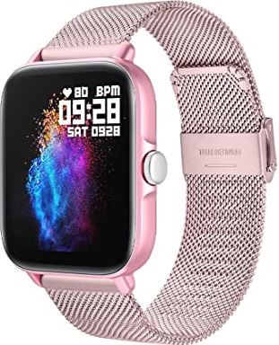 CHYAJIG Smart Watch Bluetooth-antwoord Call SmartWatch Men IP67 Waterdichte Dial Call Full Touch Smart Watch Women High-Definition Screen Activity Tracking Long Battery Life (Color : Pink Metal)