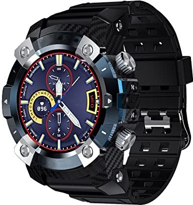 XSERNR Dual Bluetooth Smart Watch Sports Heart Rate Bloeddruk Slaapbewaking Touchscreen IP68 Waterdichte fitness sport horloge for mannen wangdi (Color : Blue)