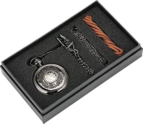 XSERNR Hand Winding Mechanical Pocket Watch Silver Metal Web Case Hand Winding Watch Sets + Box Bag (kleur: C) wangdi (Color : C)