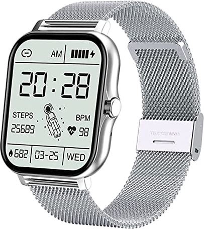 CHYAJIG Smart Watch Mode Dames Smart Horloge Mannen Bluetooth Call Waterproof Mens Smartwatch Sport Tracker Dameshorloges for IOS Android telefoon (Color : Mesh Belt Silver)