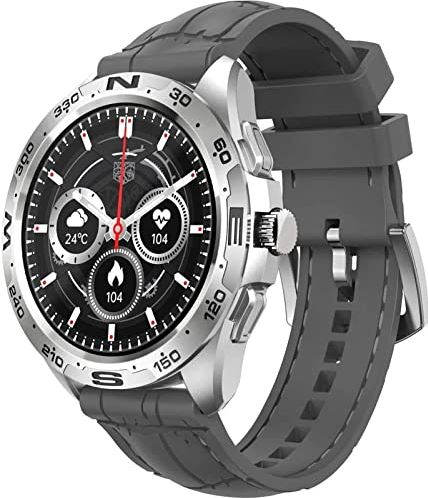 Sacbno 1.32 Inch Bluetooth Bellen Horloge, Sport Armband Stappenteller Stap Activiteit Fitness Tracker Smart Horloge, Met Ip67 Waterdicht Voor Mannen Vrouwen (Color : Silver Rubber Texture)