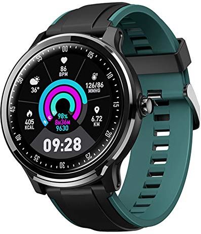 QAQQQQFGG Smartwatch Waterproof IP68 Smart Watch 1.3'' Full Touchscreen Fitness Tracker Bluetooth with SMS Call Notification Heart Rate Sleep Monitor Compatible with Android iOS Gray (Green)
