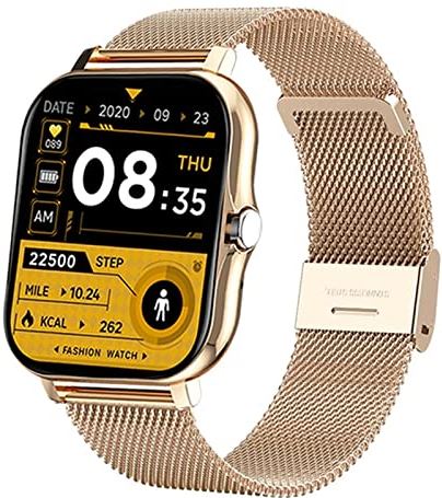 CHYAJIG Smart Watch Smart Horloge Vrouwen Bluetooth Call Fitness Tracker LAIDIES Smartwatch Hartslag Slaap Monitor Muziek Controle Woman Mensen Horloges (Color : Mesh Belt Golden)