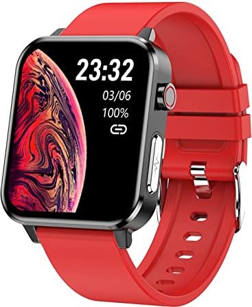 CHYAJIG Smart Watch Smart Watch Heren lichaamstemperatuur hartslag 1.70"Health SmartWatch (Color : Silica gel Red)