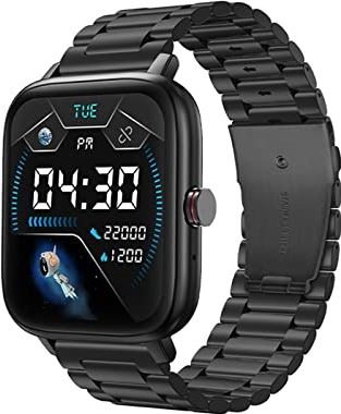 CHYAJIG Smart Watch Bluetooth antwoord Call Smart Watch Men Full Touch Fitness Tracker IP67 Waterdichte SmartWatch-vrouwen die compatibel zijn met iOS & Android-touchscreen (Color : Black Steel)