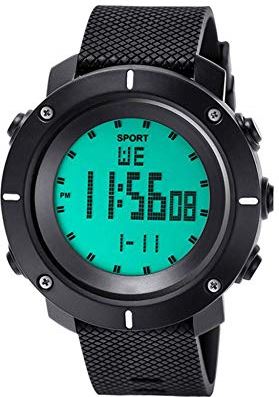 Ldelw Horloges Mode Sport Heren Digitale Horloge Heren 30 M Waterdichte Elektronische Watch Serie Heren Modellen Horloges (kleur: Watermelon Red) sunyangde (Color : Black)