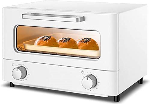 SUNWEIHAOA 12L Mini Oven, Elektrisch Fornuis En Grill Thuis Bakken Kleine Oven Timer Dubbele Glazen Deur Boven- En Onder Convectie Aanrecht Broodrooster Oven (Blauw) (Wit) Esthetisch En Praktisch