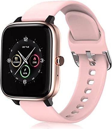 CHYAJIG Smart Watch Smart Horloge Mannen Vrouwen Waterdichte Hartslag Muziekspeler Stappenteller Bluetooth Calls SmartWatch for Android IOS Telefoon mannen en vrouwen (Color : Pink)