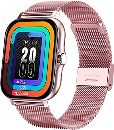 CHYAJIG Smart Watch Mode Dames Smart Horloge Mannen Bluetooth Call Waterproof Mens Smartwatch Sport Tracker Dameshorloges for IOS Android telefoon (Color : Mesh Belt Pink)