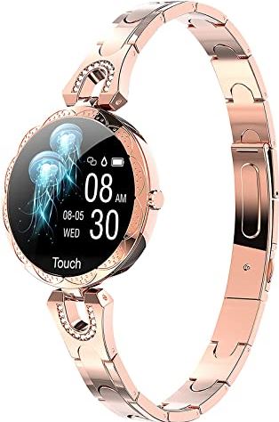 DOOK Smart horloge voor dames, 1.08" touchscreen fitness tracker horloge, met slaap/hartslagmeter/fysiologische herinnering/IP67 waterdichte activity tracker slimme horloges voor Android iOS(Color:Goud)