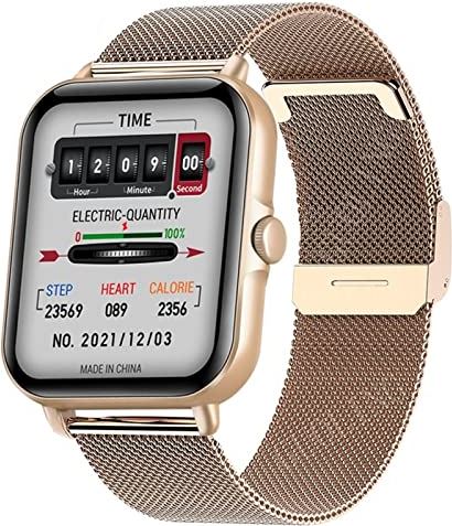 CHYAJIG Smart Watch Horloges Vrouwen 1.69 Kleurenscherm Full Touch Smart Watch Mannen Bluetooth Call Health Smartwatch for Android en IOS Telefoon (Color : Gold net)