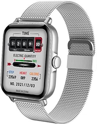CHYAJIG Smart Watch Bluetooth-antwoord Call Smart Watch Mannen Volledige Touch Dial Call Fitness Tracker IP67 Waterdichte Smartwatch-vrouwen for sport en buitenactiviteit (Color : Silver mesh)