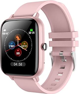 CHYAJIG Smart Watch Slimme horloge mannen vrouwen bloeddruk hartslag fitness tracker armband sport smartwatch horloge slimme klok for iOS andriod telefoon (Color : Pink)