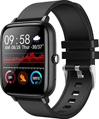 CHYAJIG Smart Watch Slimme horloge mannen vrouwen bloeddruk hartslag fitness tracker armband sport smartwatch horloge slimme klok for iOS andriod telefoon (Color : Black)