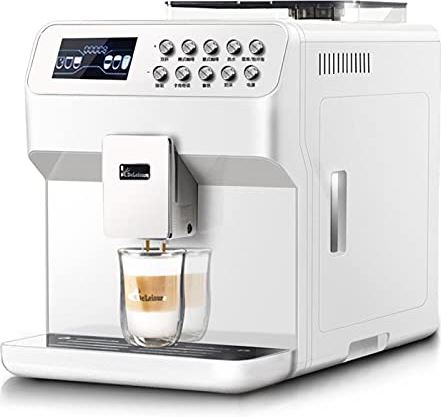 OOOFFFFFFFF Automatic Espresso Coffee Machine 19-Bar Pressure Pump Coffee Maker Burr Grinder for Cafe Americano Latte and Cappuccino Drinks Black White (Color : White)