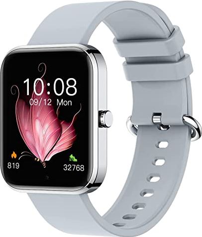 DOOK Smartwatch, 1.69'' Reloj Inteligente Hombre Mujer Pulsera Actividad Inteligente con Pulsómetro, Monitor de Sueño, 24 modos de deporte, Impermeable IP68 Reloj Deportivo para Android iOS(Color:Grijs)
