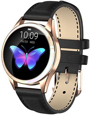 QAQQQQFGG Bluetooth Smartwatches for Women Fashion Smart Fitness Tracker Watch with Heart Rate Monitor Sport Pedometer Smartphone Notifications Compatible with Android iOS Gold (Black)
