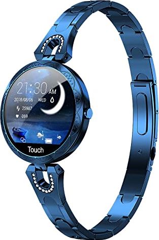 DOOK Smart horloge voor dames, 1.08" touchscreen fitness tracker horloge, met slaap/hartslagmeter/fysiologische herinnering/IP67 waterdichte activity tracker slimme horloges voor Android iOS(Color:Blauw)