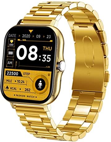 CHYAJIG Slimme Horloge Bluetooth Call Smart Watch Womenfull Touch Screen Sports Fitness horloge Bluetooth is geschikt for Android iOS SmartWatch (Color : Gold)