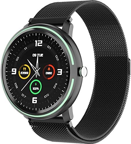 JHDDPH3 Smartwatch Smart Watch Watch 1 28 Inch Bluetooth Siliconen Slaap Oefening Informatie Call Sedentary Herinner Armband Exquisite/Silver sporthorloge (Color : Black/Steel)