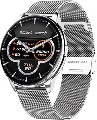 CHYAJIG Slimme Horloge Full Touch Smart Watch Women IP68 Waterdichte armband Hartslagmeter Slaapbewaking Sport Smartwatch for dames Maken en ontvangen oproepen (Color : Mesh belt silver)