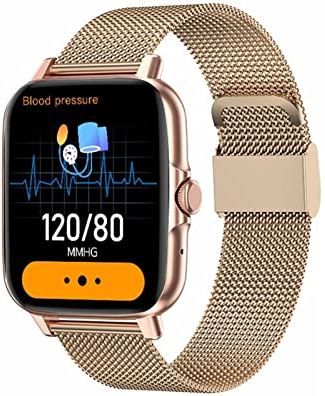 CHYAJIG Smart Watch Smart Horloge Mannen Volledige Touchscreen Fitness Tracker Horloges Waterdichte Sport Smartwatch Dames Bluetooth Call for IOS Android (Color : Gold)